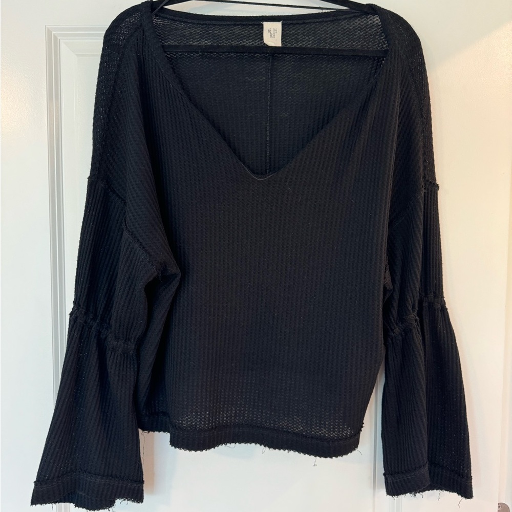 We The Free Black V-Neck Blouse